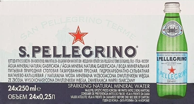 Упаковка мінеральної газованої води S.Pellegrino 0.25 л х 24 пляшки (8002270041068)