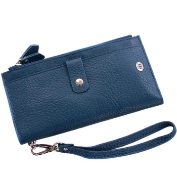Кошелек женский кожаный на молнии синий ST 420 light blue