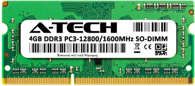 Оперативная память A-Tech 4GB DDR3-1600 (PC3-12800) SODIMM 1Rx8 (AT4G1D3S1600NS8N15V)