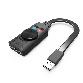 Внешняя звуковая карта USB 7.1 Channel адаптер 3.5mm для наушников и микрофона Plextone GS3 Black