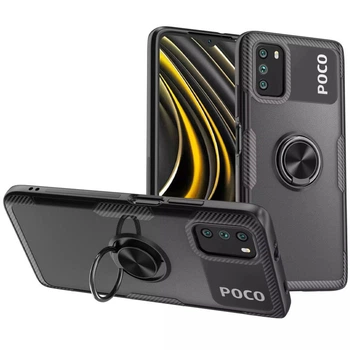 Чохол для Crystal Xiaomi Poco M3 бампер протиударний з підставкою Transparent Black