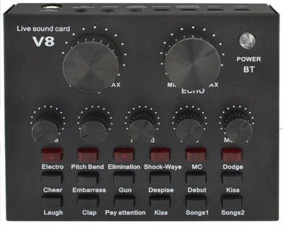 Зовнішня звукова карта V8 з Bluetooth і вбудованими пресетами Black (7635)