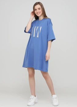 Сукня-футболка "Only Women" (94-DRt-03-02-94-DRt-03-02-steelblue/big-silver-front-XS)