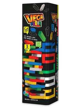 Настільна гра Дженга Вежа Jenga Vega Color Джанга GVC-01U, 54 бруска 5+ GVC-01U