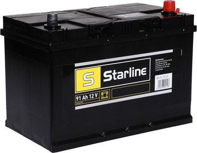 Автомобильный аккумулятор Starline 91Ah (-/+) Asia (740EN) (S BA SL 95JP)