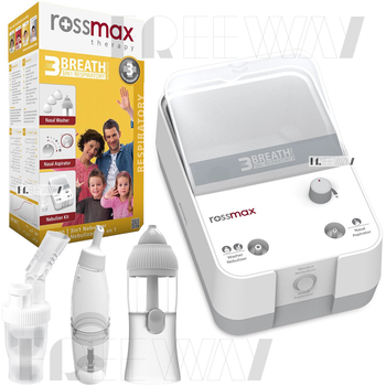 Ингалятор небулайзер компрессорный для детей и взрослых от кашля и насморка Rossmax 3в1 + Ирригация (Промывка носа) Белый (NK1000)