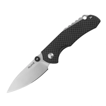 Нож складной карманный Ruike P671-CB, (7 см) 14C28N / G10&carbon fiber черный