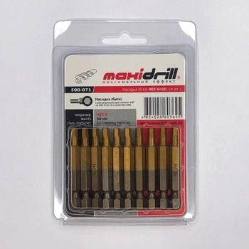 Насадка НЕХ 4*50мм, 1/4", S2, Титан "LEVTOOLS" 500-071