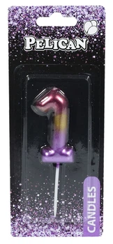 Свічка для торта Pelican "1" РАЙДУЖНА 6см Різнокольоровий Pelican (866061)