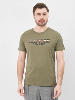 Футболка хлопковая длинная мужская Tommy Hilfiger 10585.4 S Хаки