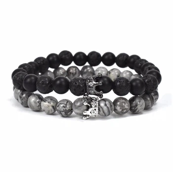 Парні браслети Mawas Grey з коронами (70010)