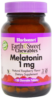 Амінокислоти Bluebonnet Nutrition Melatonin EarthSweet 120 жувальних таблеток 1 мг Малиновий смак (743715009912)