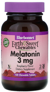 Амінокислоти Bluebonnet Nutrition Melatonin EarthSweet 120 жувальних таблеток 3 мг Малиновий смак (743715009943)