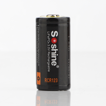 Аккумулятор 16340/CR123 LiFePO4 Soshine RCR123P-3.2-600 защищенный (Protected), 600mAh, 0.6A, 3.6/3.2/2.0V, Button Top
