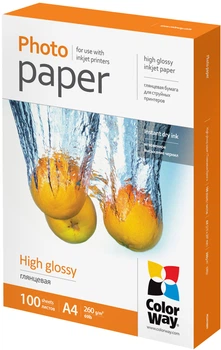 Фотопапір ColorWay глянцевий 260г/м A4 100 л (PG260100A4)