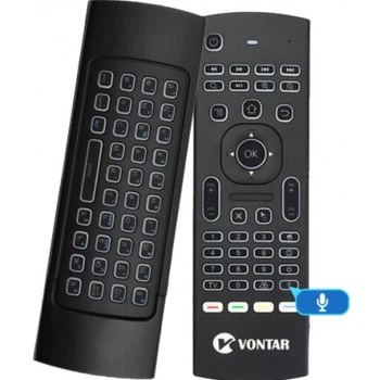 Пульт управления Air Mouse MX3 Pro, с подсветкой и микрофоном, с гироскоп - клавиатурай из ABS пластика черный (FG-468820)