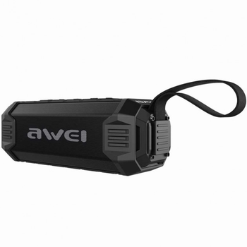 Колонка портативная Awei Y280 Original с ремнем FM USB с влагозащитой Черная