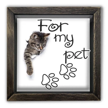 Дерев'яна копілка (скарбничка) 20 20 см "For my pet" коричнева вінтажна з котиком