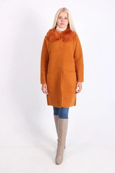 Пальто LadiesFashion 1638 з гудзиками (Гірчичний XL/XXL)