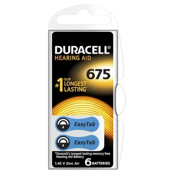 Батарейки Duracell Activair 675 для слухового апарату 6 шт