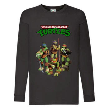 Лонгслив реглан Черепашки Ниндзя 0011 (Ninja Turtles) черный (NTR blc 0011) 128 см