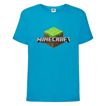 Футболка детская Майнкрафт 002 (Minecraft) синяя (MNKT blu 002) 128 см