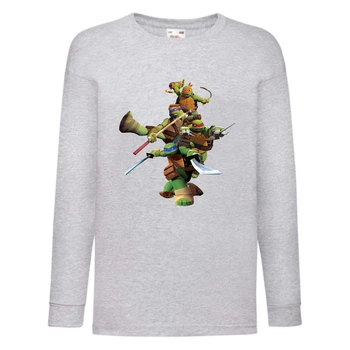 Лонгслив реглан Черепашки Ниндзя 005 (Ninja Turtles) серый (NTR gry 005) 164 см