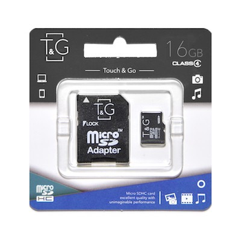 Карта памяти MicroSDHC 16GB Class 4 T&G + SD-adapter (TG-16GBSDCL4-01)