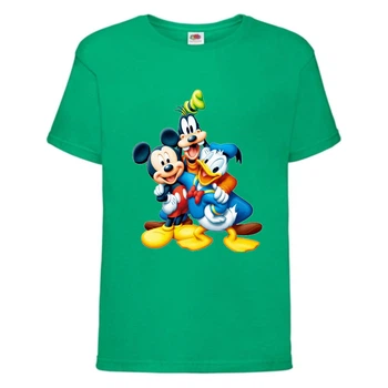 Футболка детская Микки Маус 002 (Mickey Mouse) зеленая (MMS grn 002) 128 см