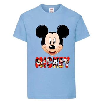 Футболка детская Микки Маус 004 (Mickey Mouse) голубая (MMS lbl 004) 164 см