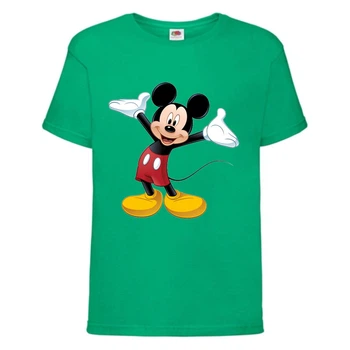 Футболка детская Микки Маус 009 (Mickey Mouse) зеленая (MMS grn 009) 140 см