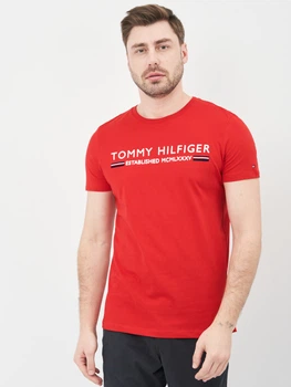 Футболка хлопковая длинная мужская Tommy Hilfiger 10637.3 S Красная