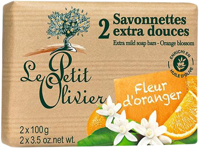 Экстра нежное мыло Le Petit Olivier 100% vegetal oils soap Апельсиновый цвет 2х100 г (3549620005035)