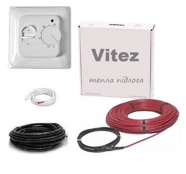 Двухжильный нагревательный кабель Vitez 2790 Вт 139 м 14.8 - 19.7 м² в комплекте с механическим терморегулятором
