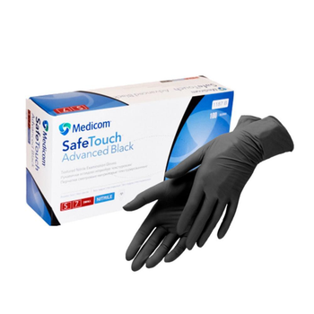 Перчатки нитриловые MEDICOM SafeTouch S 100 шт Черные