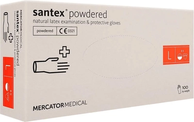 Перчатки Латексные Опудренные MERCATOR MEDICAL Белые L (100 шт)