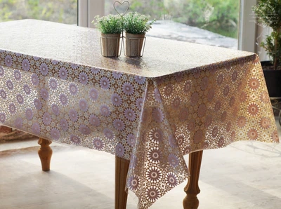 Клейонка кухонна Lace Ажур 1.32 м бежево-рожевий пог. м. (073-C)
