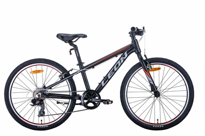 Велосипед 24" Leon JUNIOR 2021 черно-оранжевый с серым