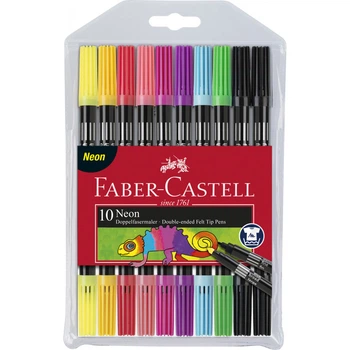 Набор фломастеров Fibre-Tip Neon Faber-Castell 10цв. неоновые двусторонние
