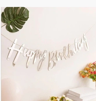 Паперова гірлянда Star Happy Birthday срібний 1,5 м 1199