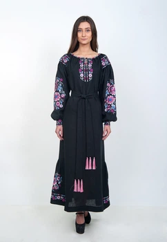 Сукня-вишиванка Vyshyvanka "Петриківський розпис" 46 Чорне 4506