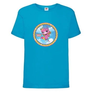 Футболка детская Радужная Кошка 003 (Rainbow Cat) синяя (RNC blu 003) 152 см