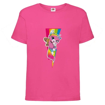 Футболка детская Радужная Кошка 004 (Rainbow Cat) розовая (RNC pnc 004) 128 см