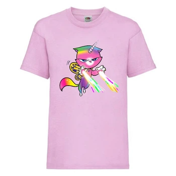 Футболка детская Радужная Кошка 002 (Rainbow Cat) светлорозовая (RNC lpn 002) 152 см