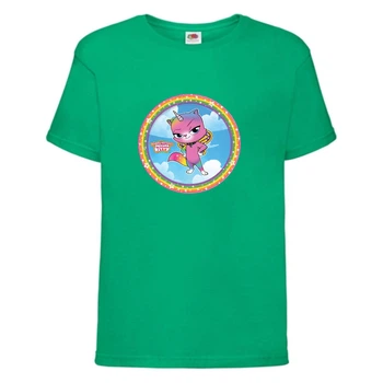 Футболка детская Радужная Кошка 003 (Rainbow Cat) зеленая (RNC grn 003) 104 см