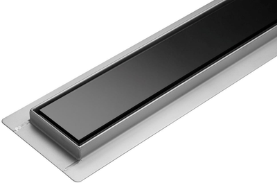 Трап для душу лінійний FALA Black Glass 75386 60 см нержавіюча сталь з решіткою (сухий затвор)
