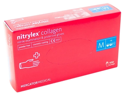 Рукавички нітрилові Mercator Medical Nitrylex Collagen M Рожеві