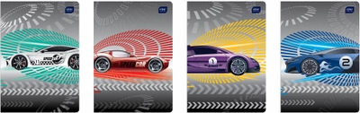 Набор тетрадей ученических Interdruk Premium Speed Cars 8 шт (по 2 каждого дизайна) А5+ в линию 12 листов (298669-8)