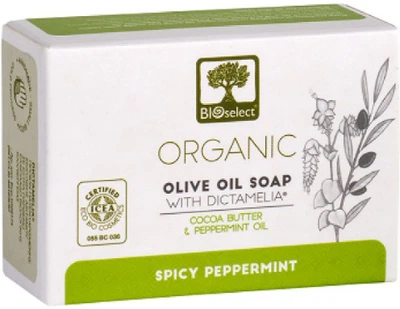 Натуральне оливкове мило BIOselect з олією какао і м'ятою 80 г (5200306433044)