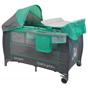 Дитячий ігровий манеж Baby Mix De Lux HR-8052-301 (2-рівневий) 120х60 див., м'ятний (9565)